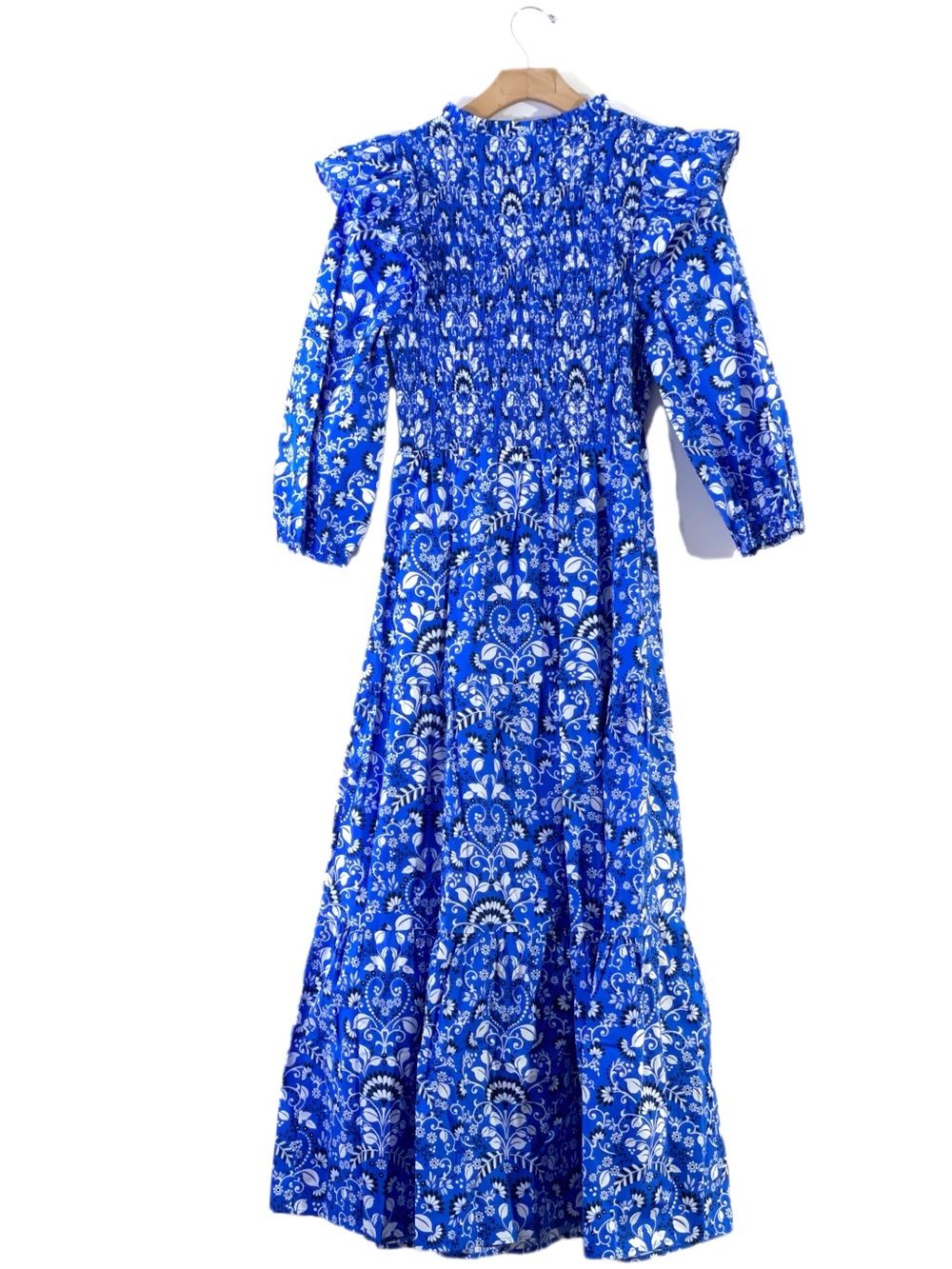 Sugarlips Lulu Floral Brighton Blue Boho Smocked Floral Ruffle Maxi Dress - Picture 4 of 5